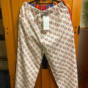.Gucci GG logo silk pants